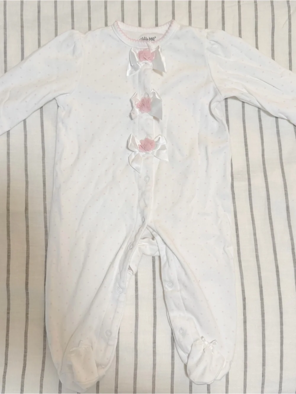 Little Me White Pajama Set with‎ Pink Floral Print